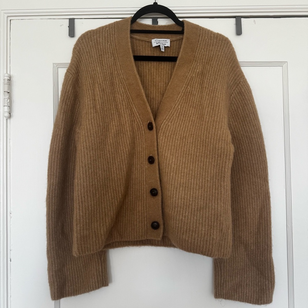 & Other Stories Tan Cardigan Sweater V-Neck Ribbed